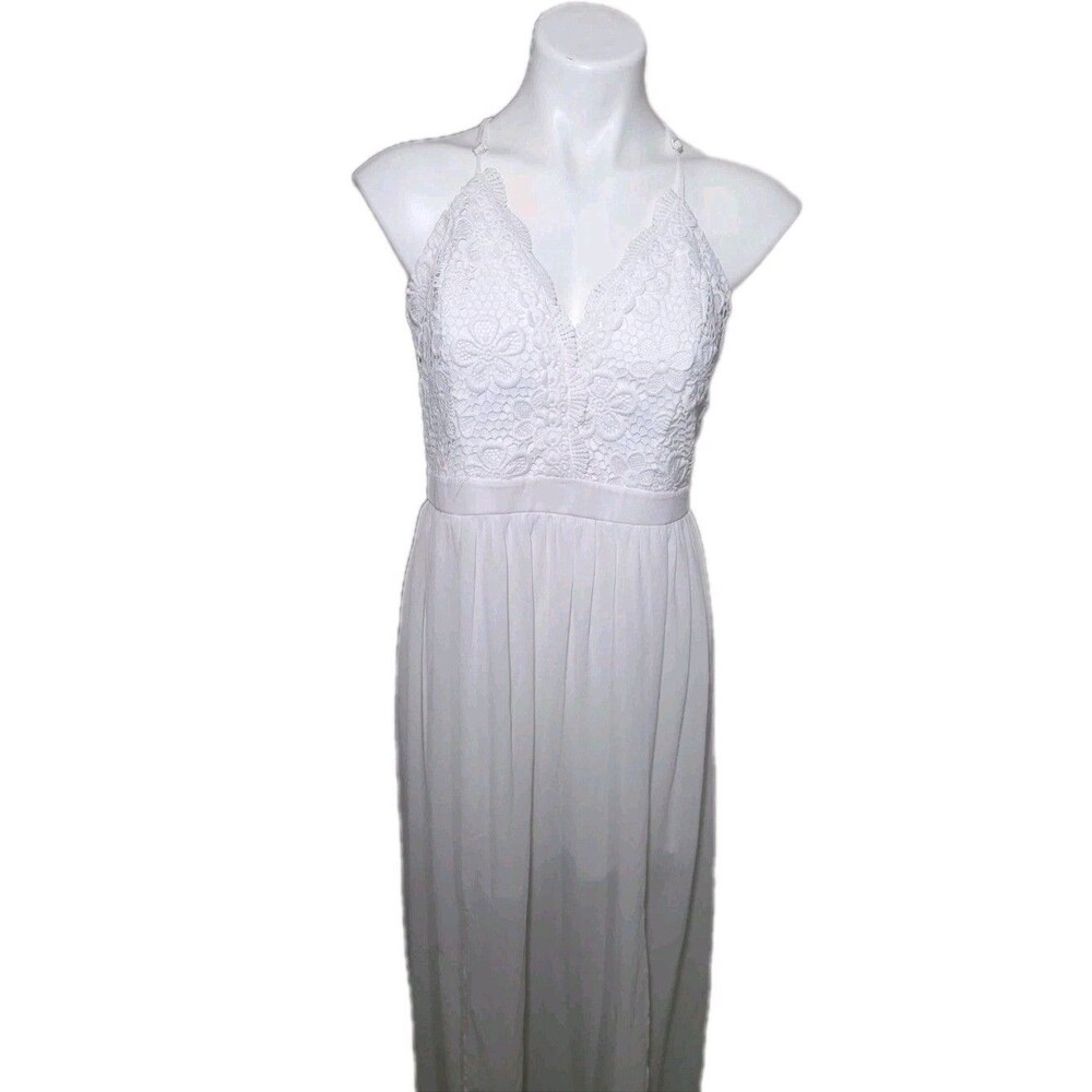 No Boundaries White Lace Maxi Dress Size XL